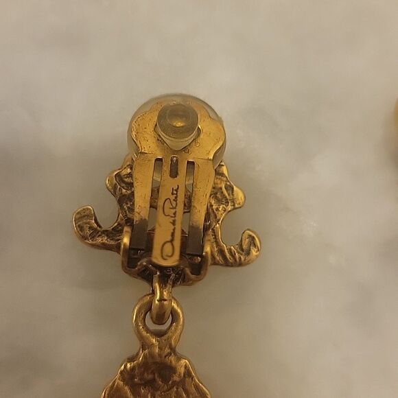 NWT Oscar De La Renta 18k Gold Statment Filigree Earrings Dangle Chandelier Big - Picture 11 of 14